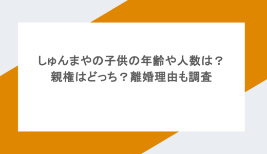 しゅんまやの子供の年齢や人数は?親権はどっち?離婚理由も調査